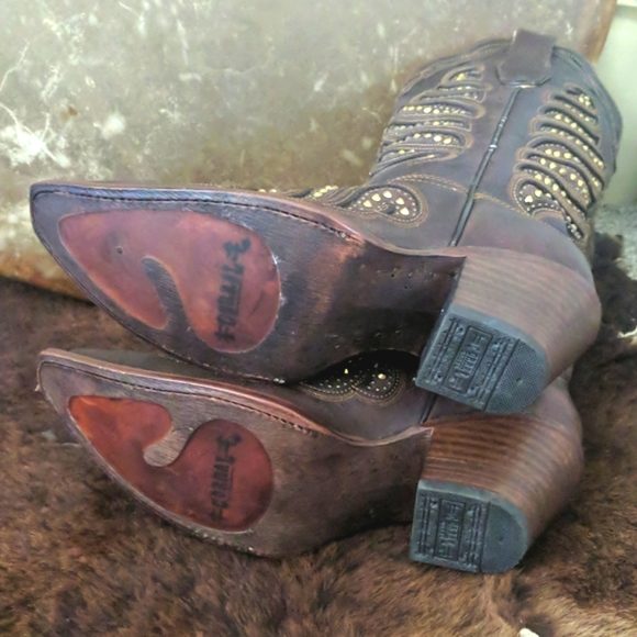 CORRAL C2878 brown leather & gold studded snip toe cowgirl western boots… - Picture 14 of 16